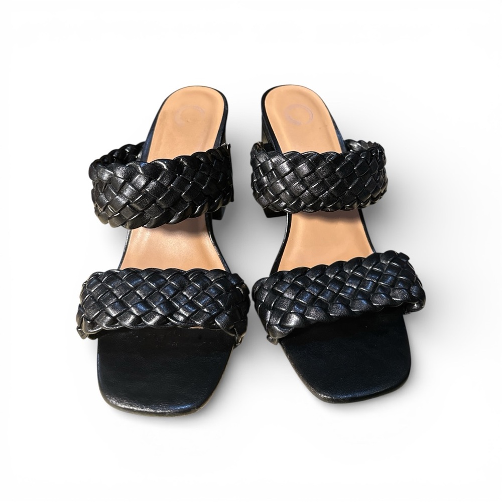 Journee Collection Black Braided Heels Size 9.5